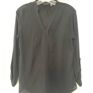 DEX black three quarter sleeves semi-sheer blouse, S